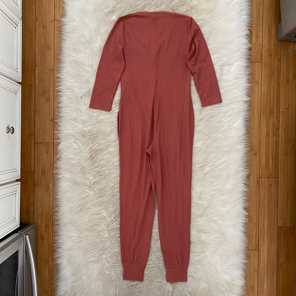 Athleta Wind Down Sleep Romper Waffle Knit Long Sleeve Jumpsuit Loungewear - Picture 8 of 12